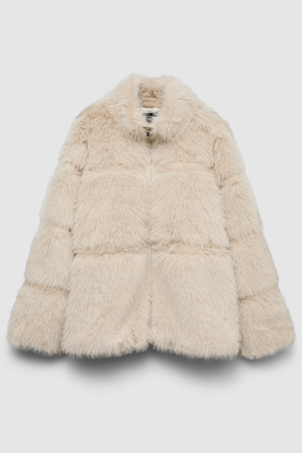 Cropped fur jacket with high neck VERO MODA - Beige