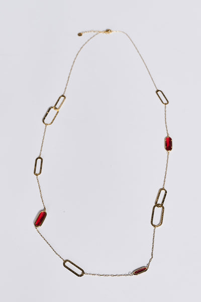 Metal necklace with stones - Gold
