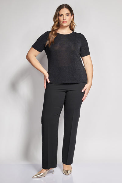 Short-sleeved lurex blouse - Black