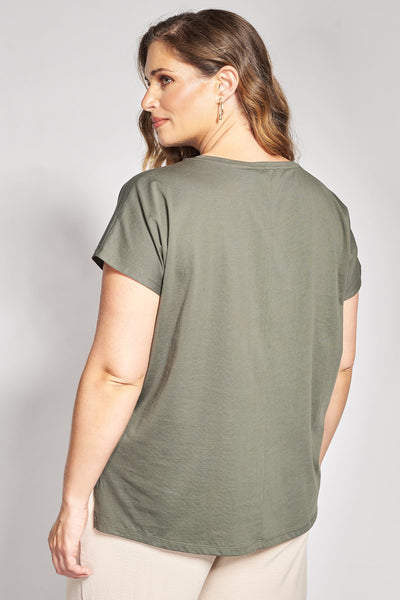 Κοντομάνικη μπλούζα με στάμπα - Χακί