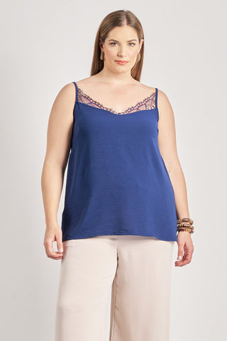 Lingerie τοπ με δαντέλα washed ανάγλυφο - Μπλε