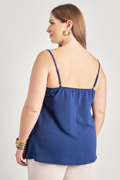 Lingerie τοπ με δαντέλα washed ανάγλυφο - Μπλε