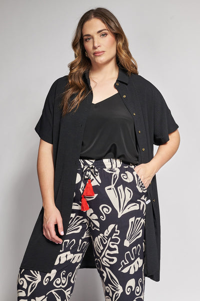 Long Shirt Textured Washed - Black