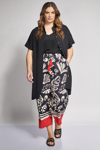 Long Shirt Textured Washed - Black