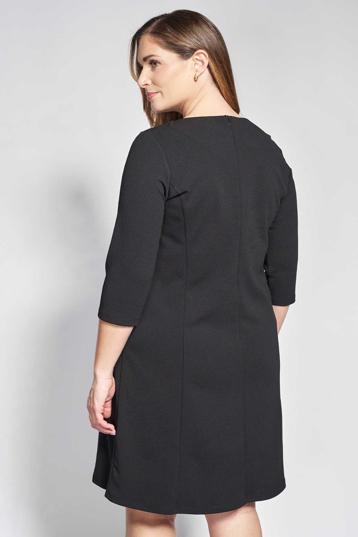 Midi crepe dress with decorative belts - Black