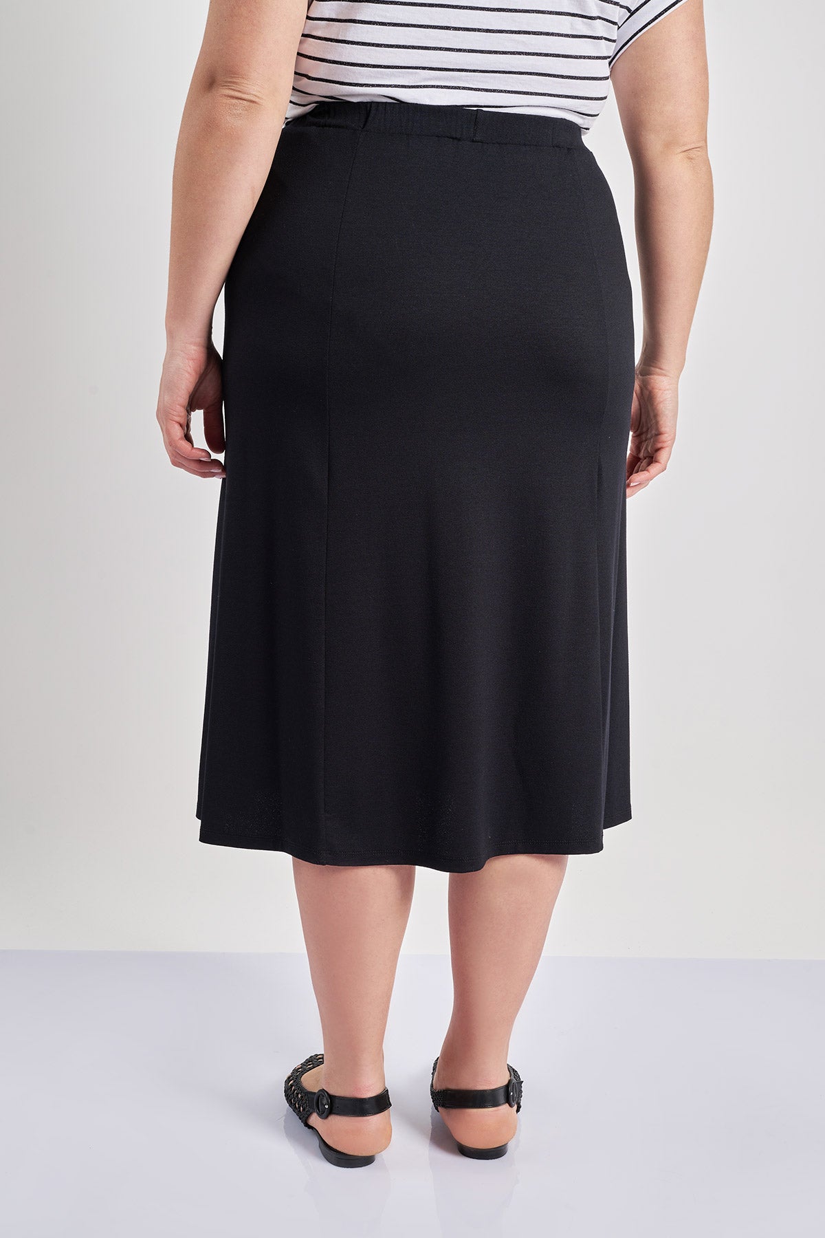 Midi skirt with buttons - Black
