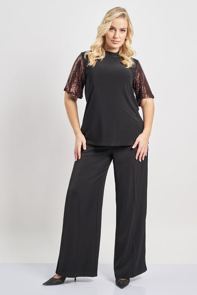 Blouse with sequins on sleeves - Black