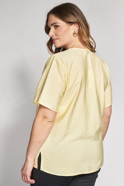 Μπλούζα με v λαιμόκοψη και διακόσμηση - Κίτρινο