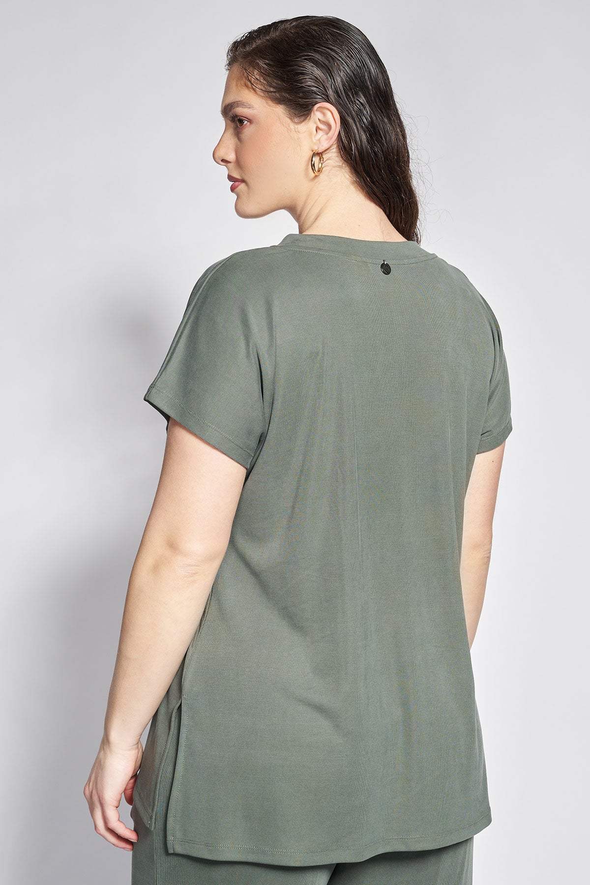 Relaxed Fit Ribbed Top - Khaki