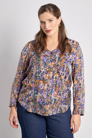 Floral printed viscose blouse - Lila