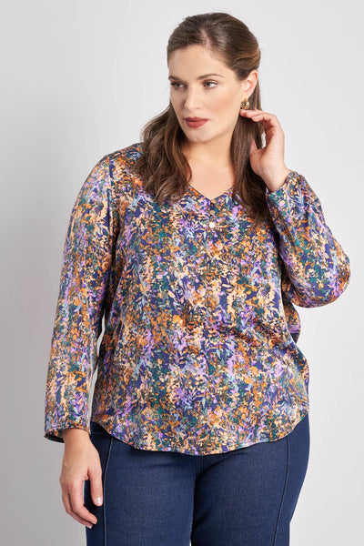 Floral printed viscose blouse - Lila