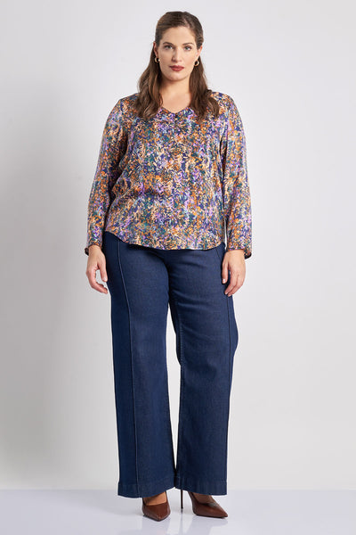 Floral printed viscose blouse - Lila