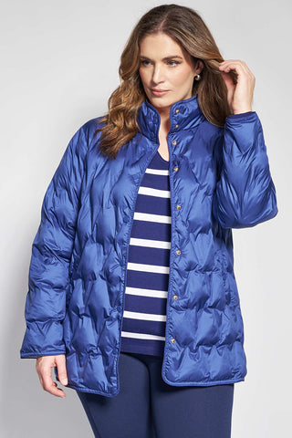 Quilted jacket with high collar - Blue