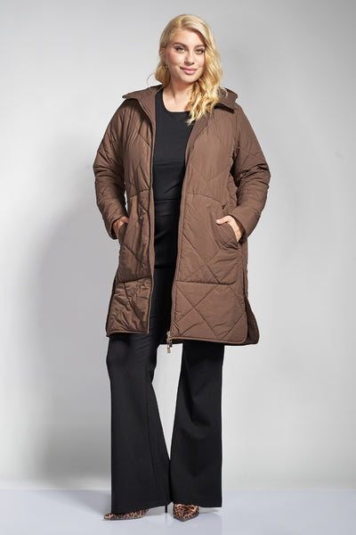 Double-faced jacket with hood - Brown