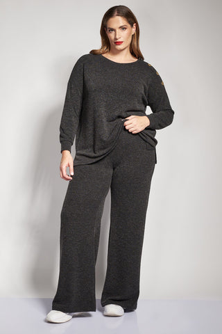 Knitted wide-leg trousers - Charcoal Grey