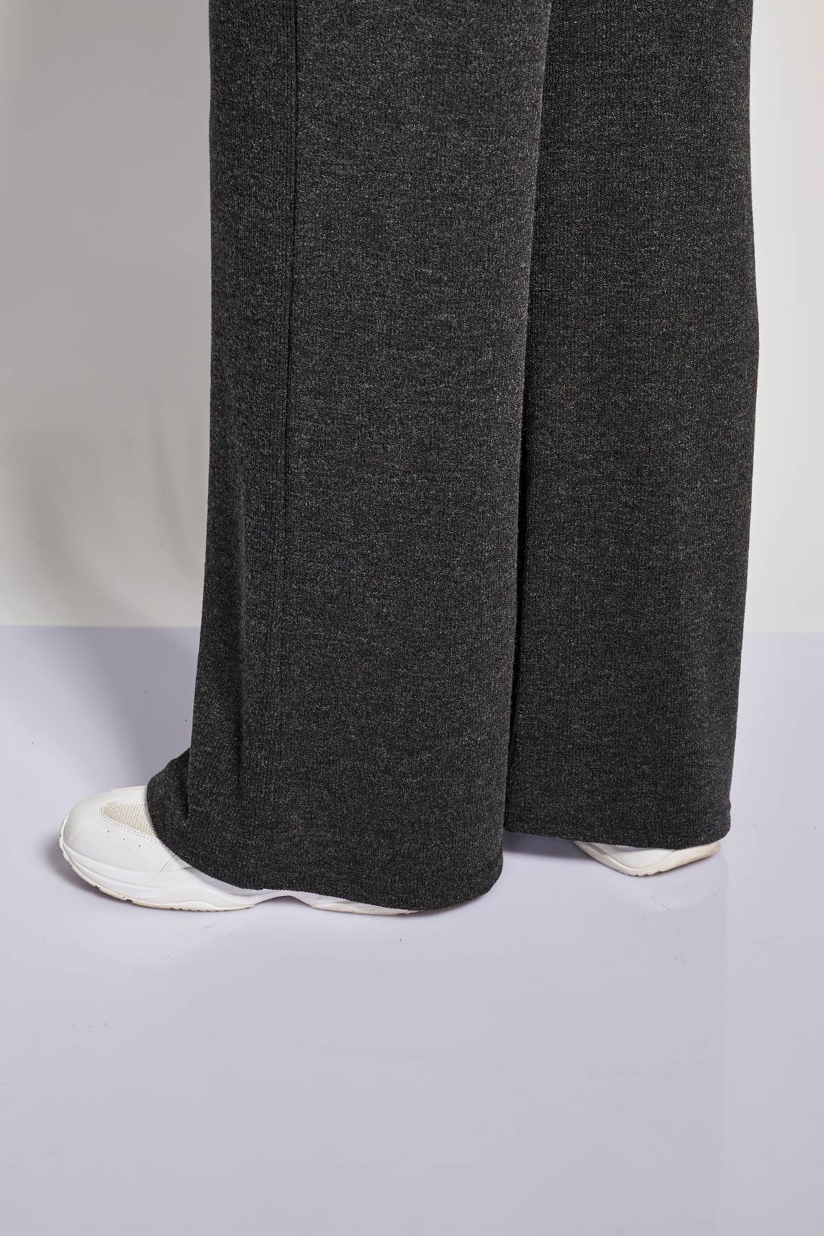 Knitted wide-leg trousers - Charcoal Grey