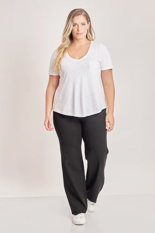 Wide leg trousers with elastic waistband - Black