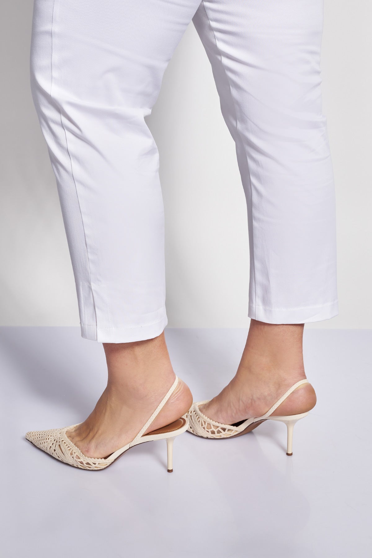 7/8 Cotton Gabardine Trousers - White