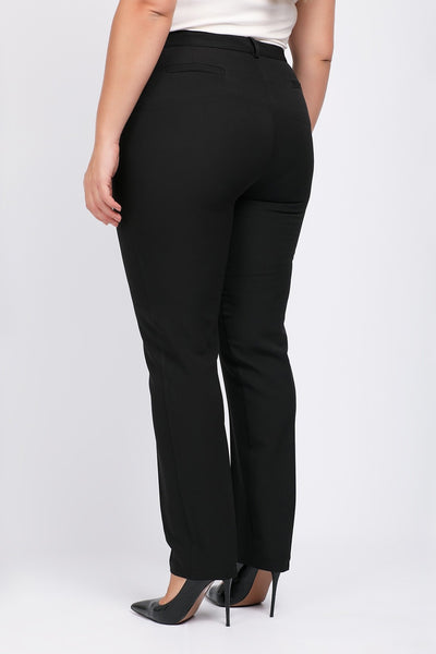 Push-up crepe suit trousers with creases - Black