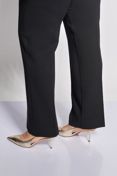 Classic crepe trousers with elastic waist - Black
