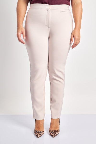 Κρεπ παντελόνι slim fit - Εκρού