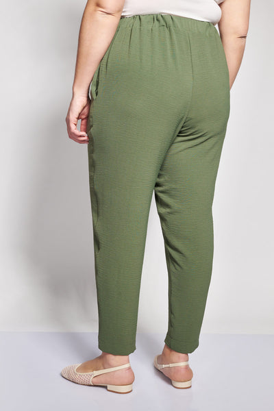 Tapered trousers with turn-ups in textured washed - Khaki