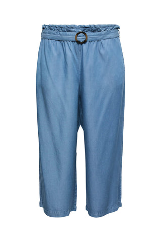 Παντελόνι tencel με ελαστική μέση και ζώνη VERO MODA - Μπλε