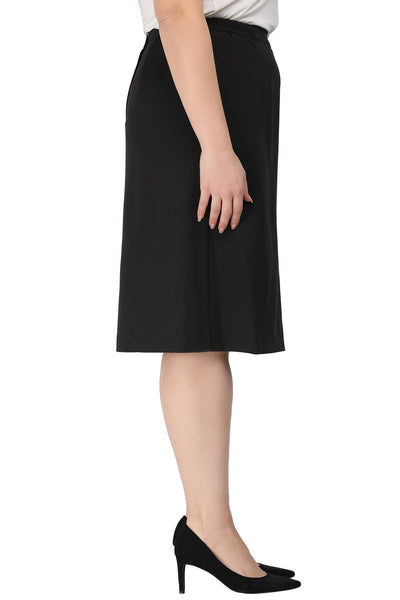 Pencil midi skirt with elastic waist - Black