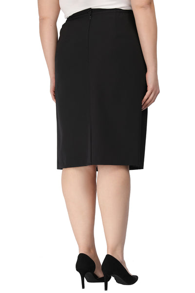 Pencil midi skirt with elastic waist - Black