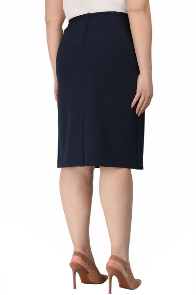 Pencil midi skirt with elastic waist - Blue