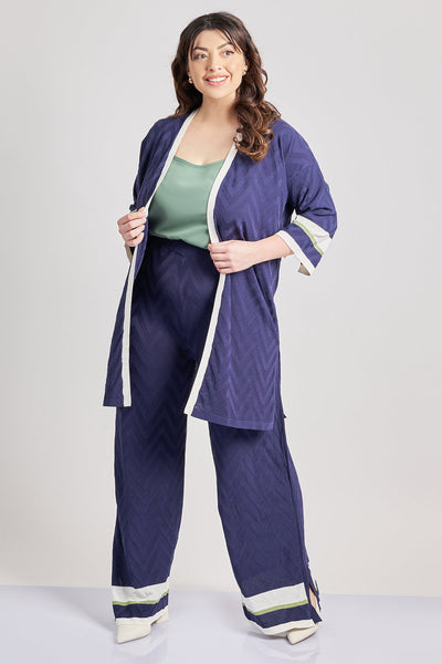 Knit embossed trousers - Blue
