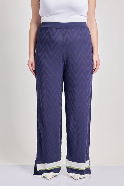 Knit embossed trousers - Blue