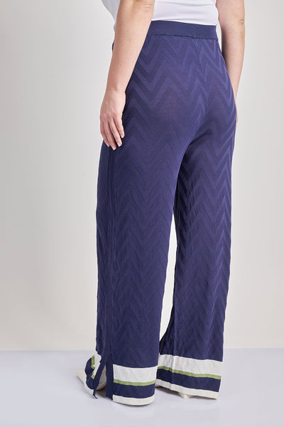 Knit embossed trousers - Blue