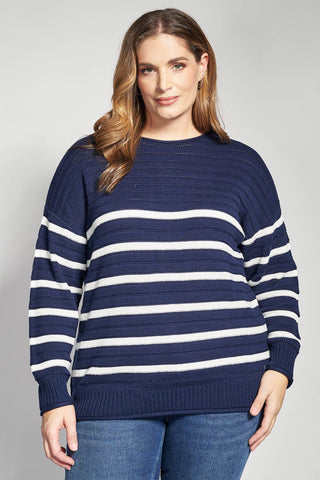 Textured striped knitted jumber - Blue