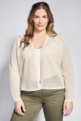 Knitted lurex open front bolero - Beige