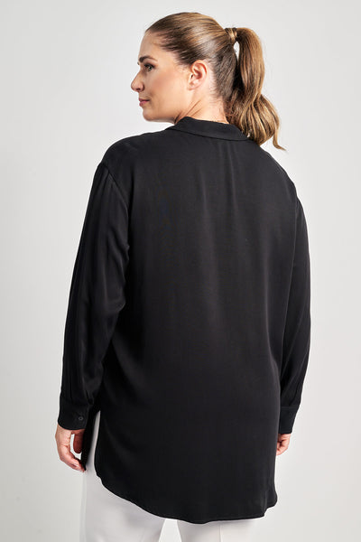 Rayon long shirt - Black