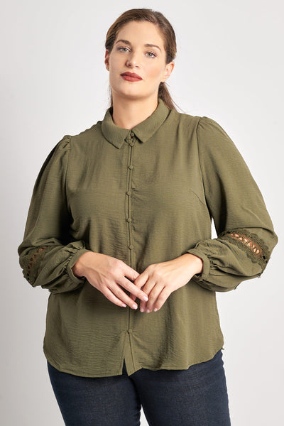 Shirt with lace decoration VERO MODA - Khaki