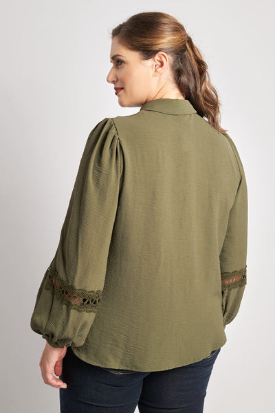 Shirt with lace decoration VERO MODA - Khaki
