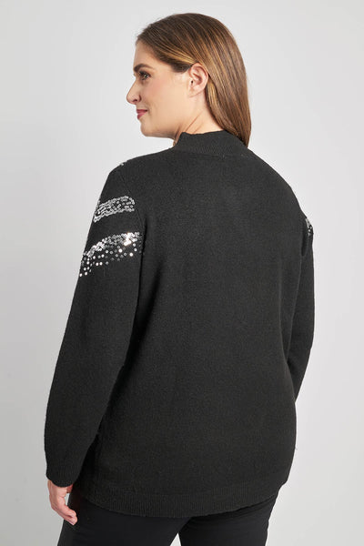 Πουλόβερ με ψηλό λαιμό και παγιέτες - Μαύρο