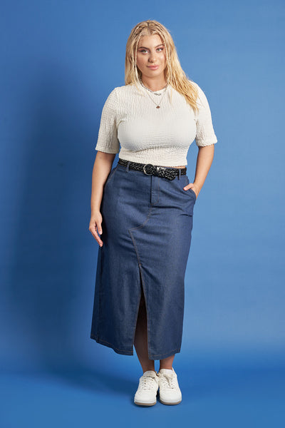 PRBT Cropped crinkled top - Ecru
