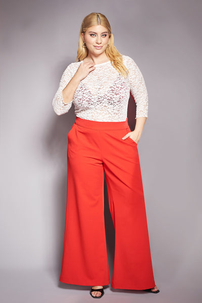 PRBT Tailored wide leg trousers - Red