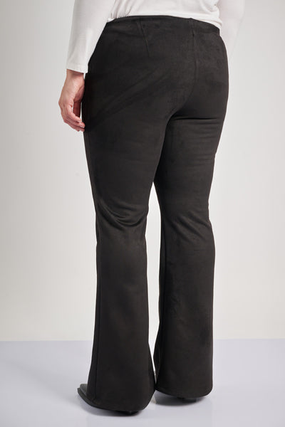 High-waisted faux suede flare trousers - Black