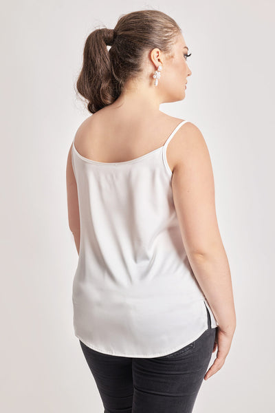 Satin top with straps - White