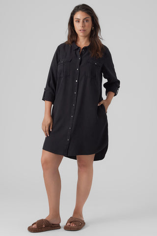 Σεμιζιέ Μίνι Φόρεμα tencel με τσεπάκια VERO MODA - Μαύρο