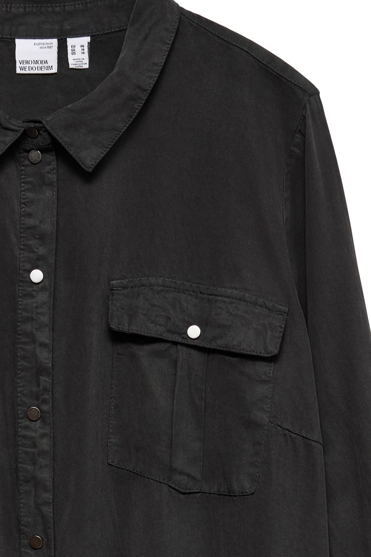 Σεμιζιέ Μίνι Φόρεμα tencel με τσεπάκια VERO MODA - Μαύρο