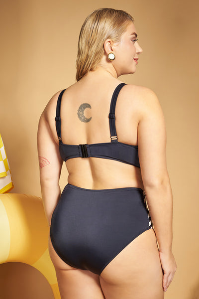 Bikini Bottom with Lurex Stripes - Black