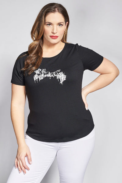 T-Shirt με τύπωμα Fantasy - Μαύρο