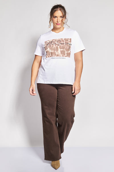 T-shirt βαμβακερό με στάμπα animal print - Άσπρο