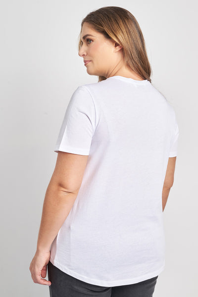 T-shirt βαμβακερό με στρας - Άσπρο