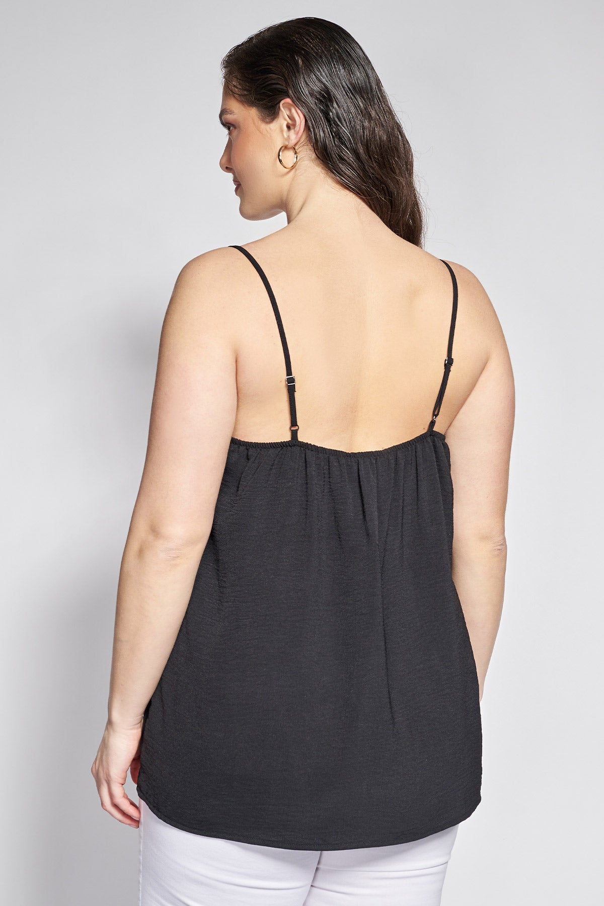 Top lingerie με τιράντες και λεπτομέρεια δαντέλας - Μαύρο